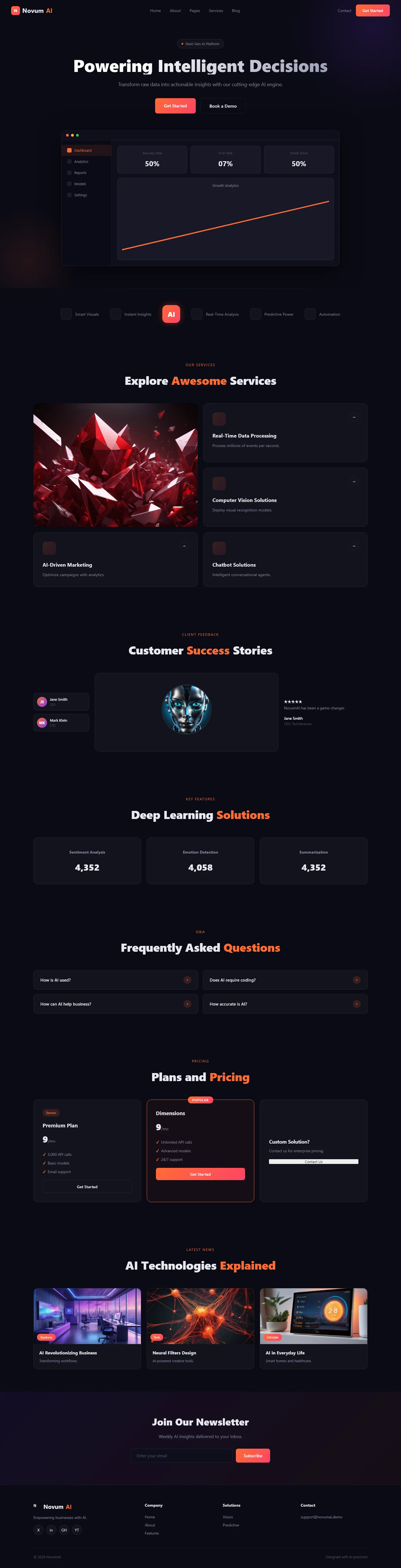 NovumAI | IT और सॉफ़्टवेयर — Free HTML5 Tailwind CSS Website Template Preview