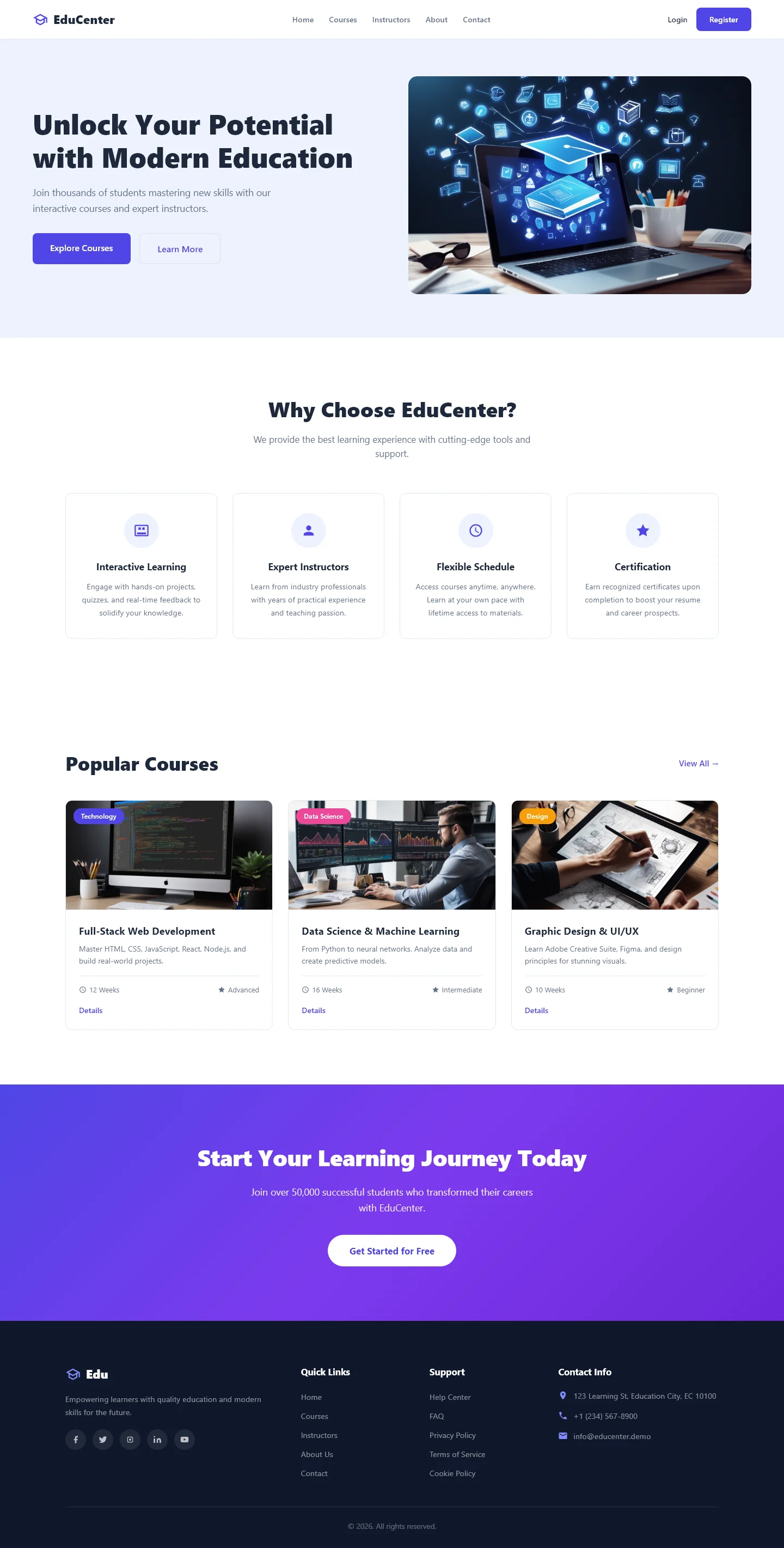 Welcome to EduCenter | एजुकेशन और किड्स — Free HTML5 Tailwind CSS Website Template Preview
