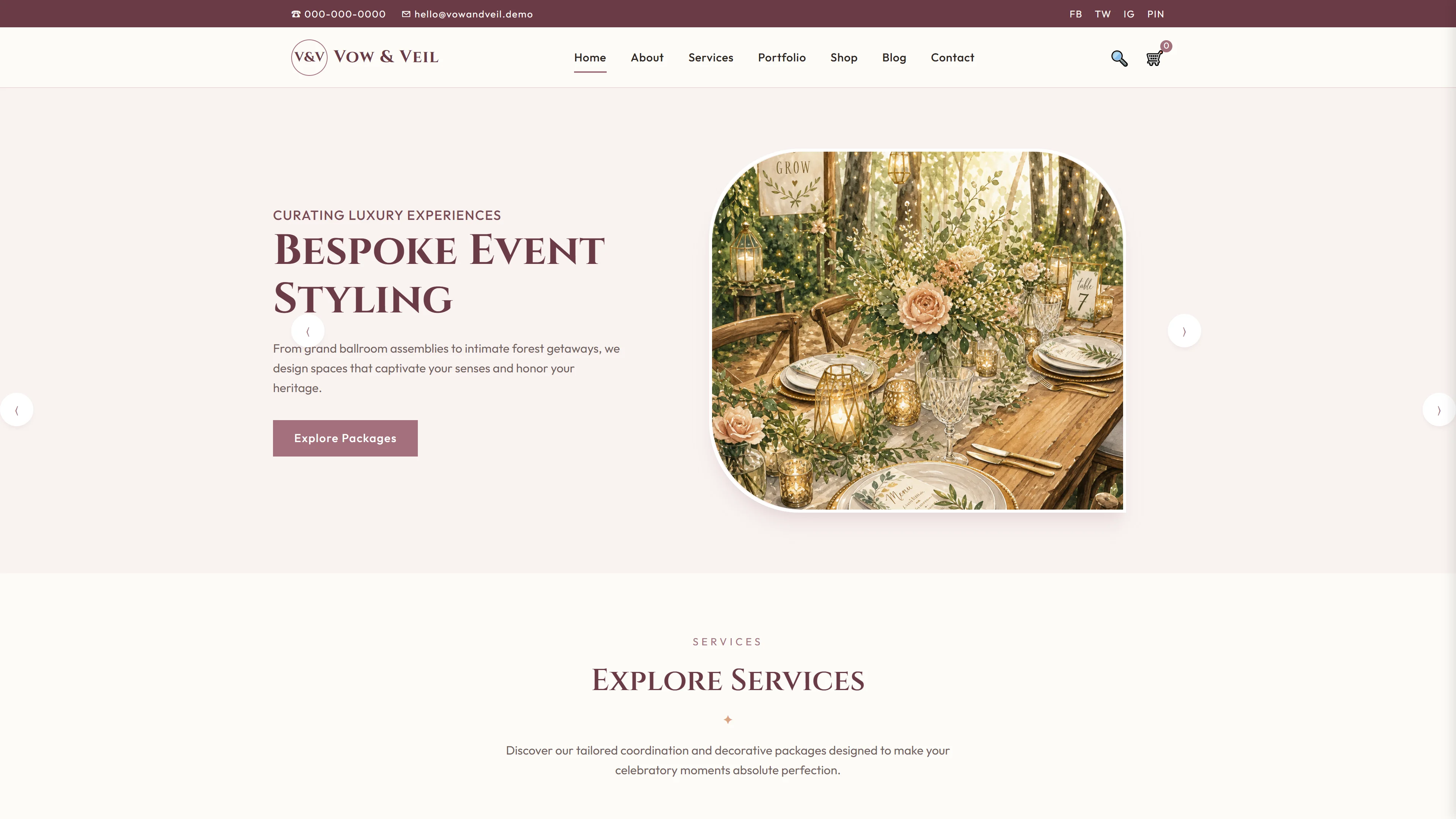 Vow & Veil - Wedding & Event Planner | Events & Wedding — Free Events & Wedding Website Template | HTML5 Tailwind CSS