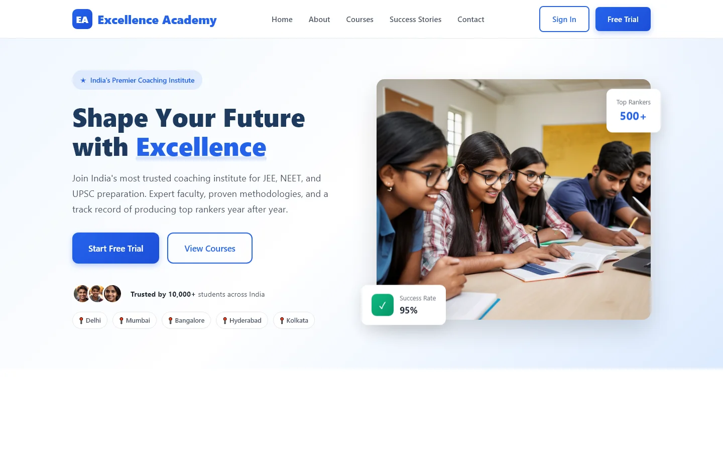 Excellence Academy: Shape Your Future with Excellence | एजुकेशन और किड्स — Free Education & Kids Website Template | HTML5 Tailwind CSS
