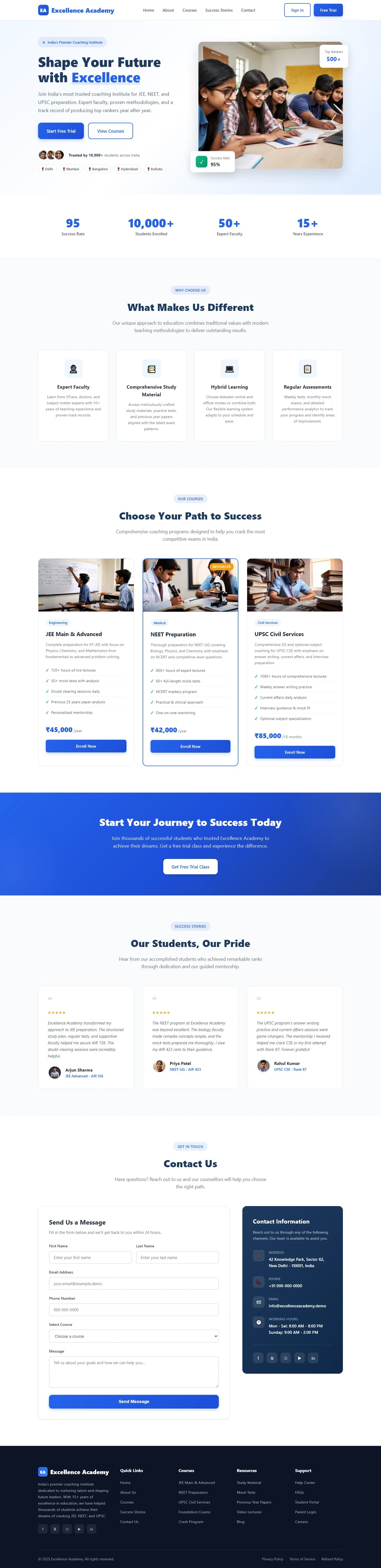 Excellence Academy: Shape Your Future with Excellence | एजुकेशन और किड्स — Free HTML5 Tailwind CSS Website Template Preview
