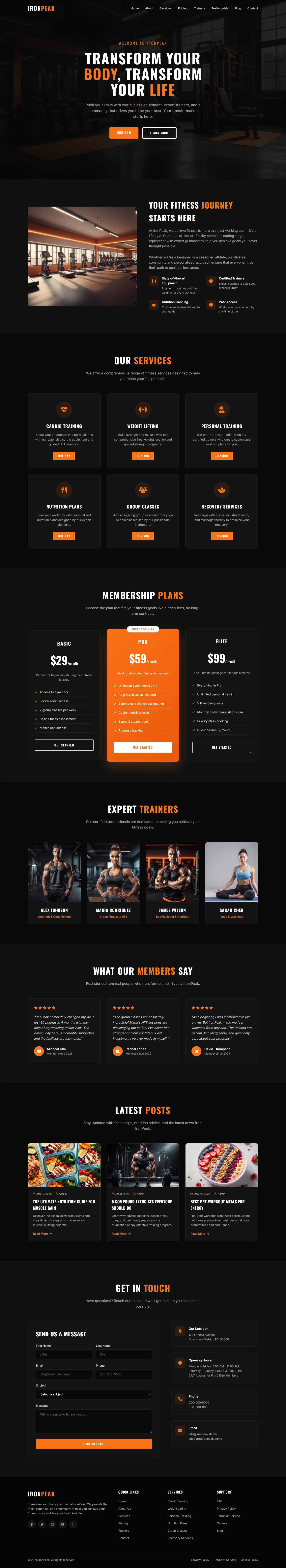 IronPeak - Gym & Fitness | Fitness & Sports — Free HTML5 Tailwind CSS Website Template Preview