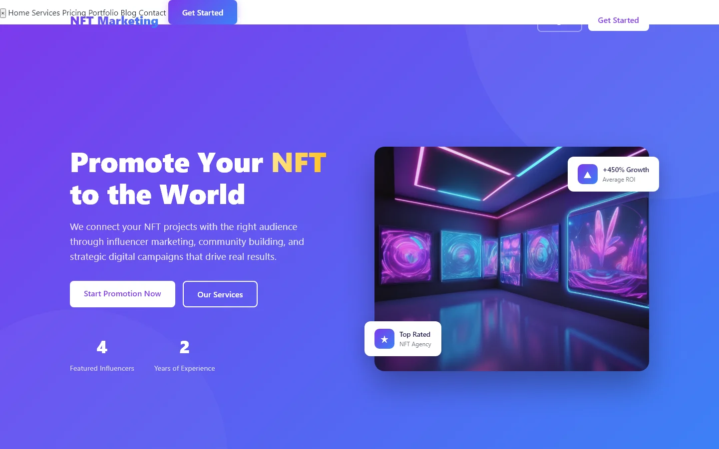 NFT Marketing - Promote Your NFT Projects | Creative & Media — Free Creative & Media Website Template | HTML5 Tailwind CSS