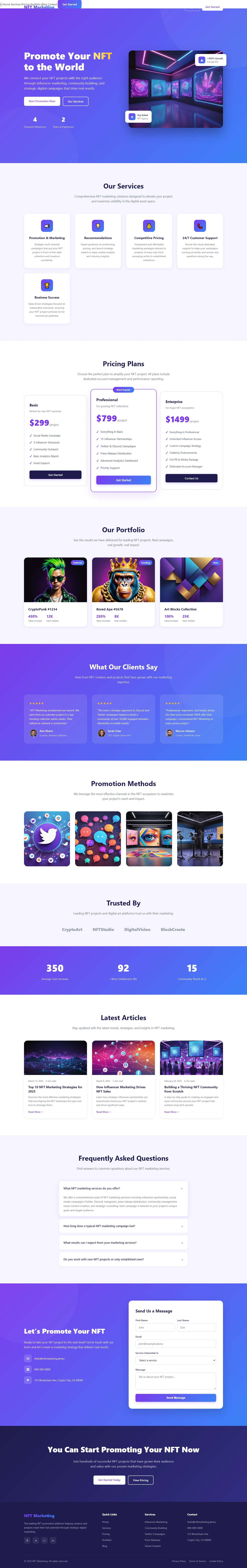 NFT Marketing - Promote Your NFT Projects | Creative & Media — Free HTML5 Tailwind CSS Website Template Preview