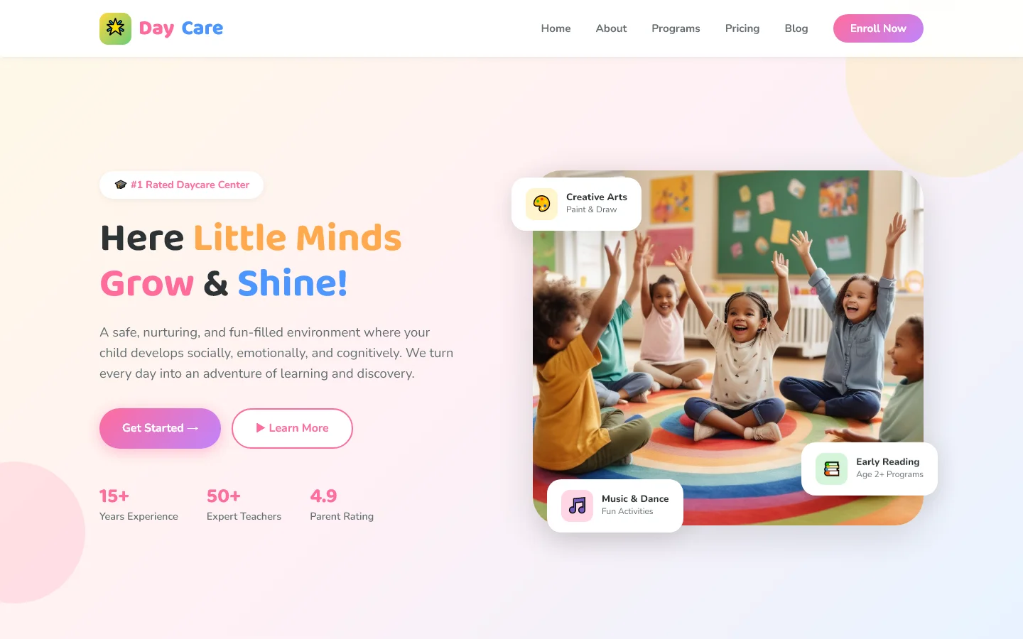 DayCare - Years of Experience in Childcare | एजुकेशन और किड्स — Free Education & Kids Website Template | HTML5 Tailwind CSS