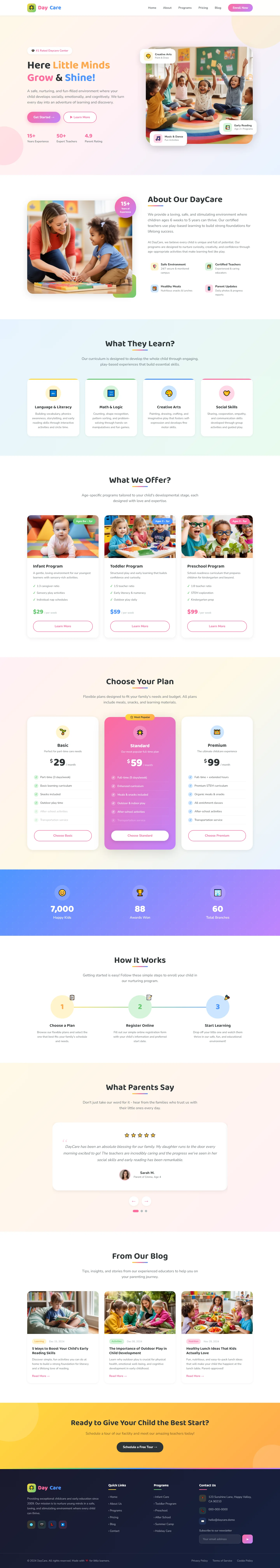 DayCare - Years of Experience in Childcare | एजुकेशन और किड्स — Free HTML5 Tailwind CSS Website Template Preview
