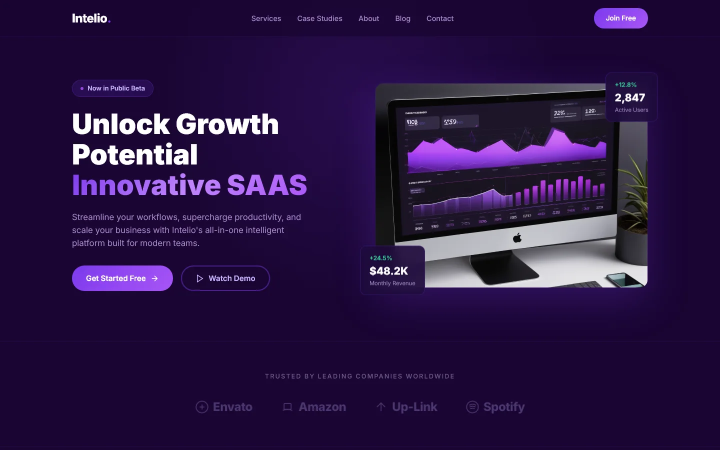 Intelio - IT & SaaS | IT और सॉफ़्टवेयर — Free IT & Software Website Template | HTML5 Tailwind CSS