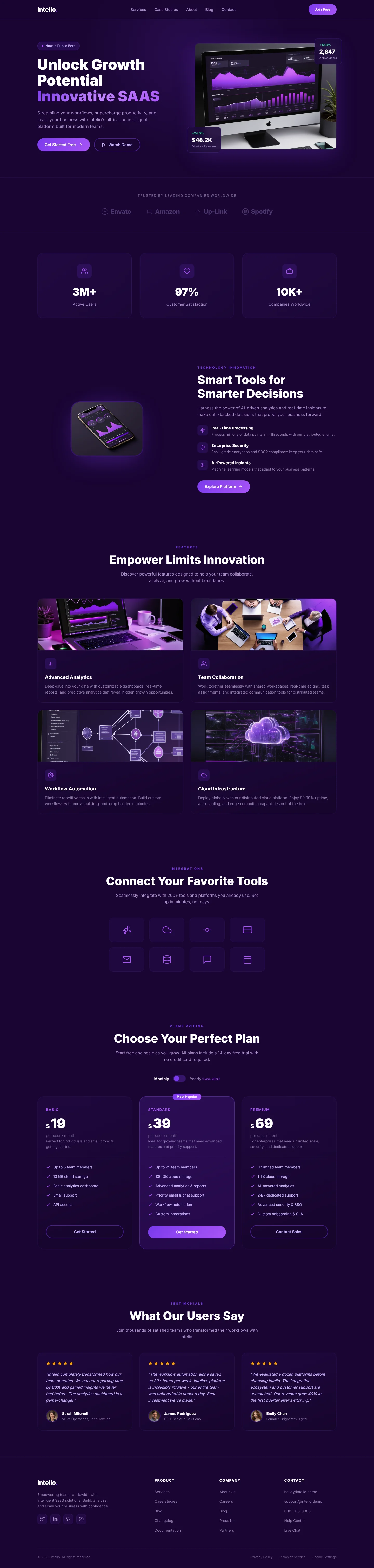 Intelio - IT & SaaS | IT और सॉफ़्टवेयर — Free HTML5 Tailwind CSS Website Template Preview