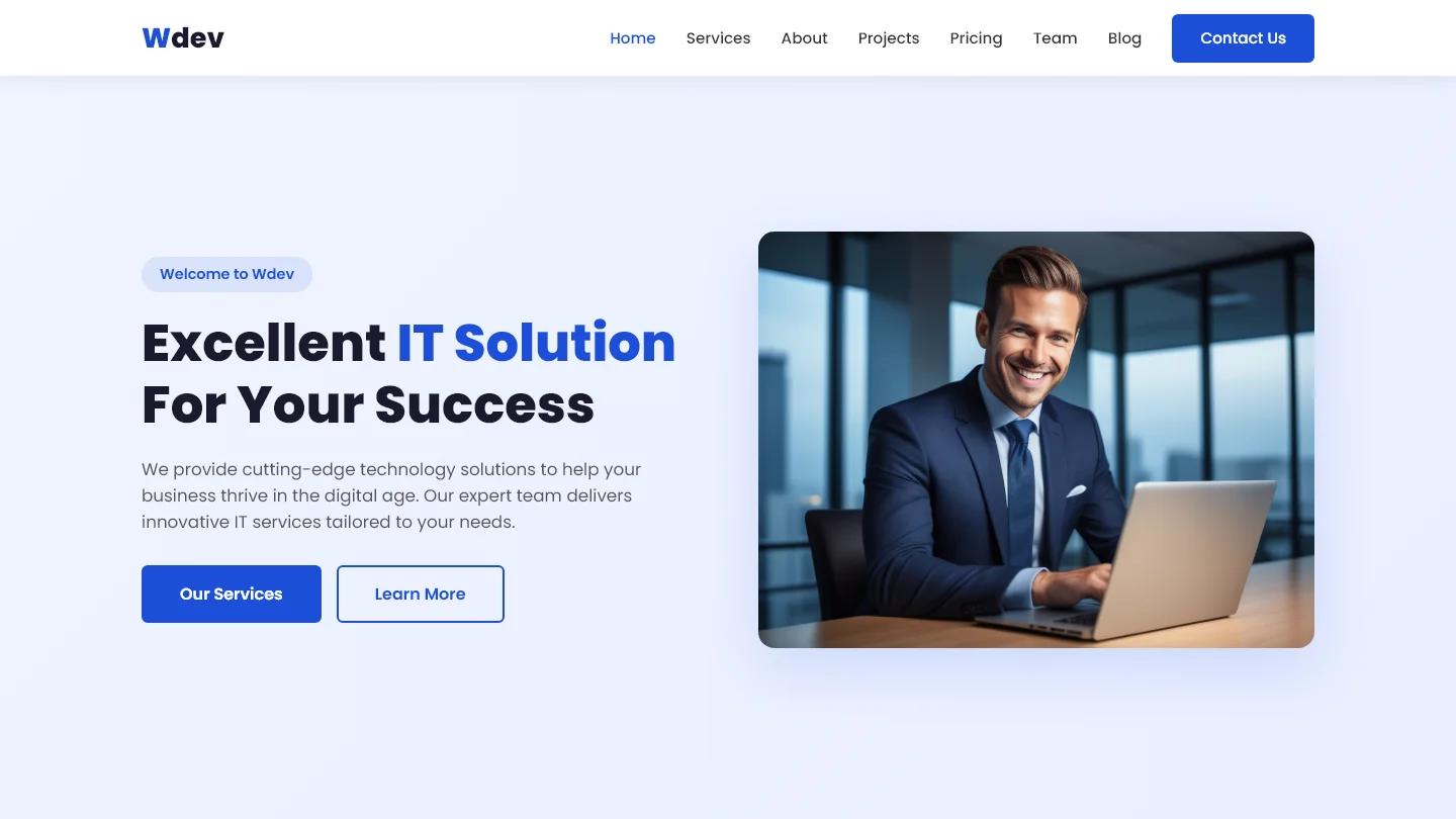 Wdev - IT & Technology | IT और सॉफ़्टवेयर — Free IT & Software Website Template | HTML5 Tailwind CSS