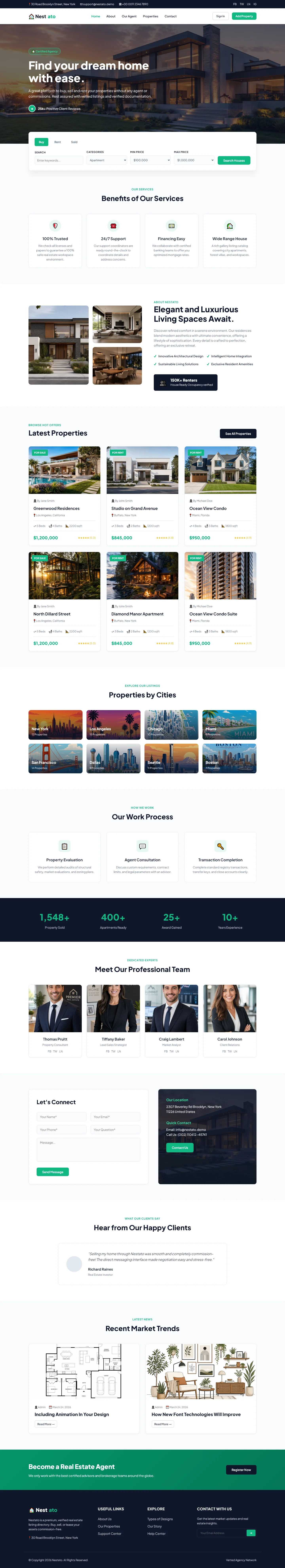 Nestato: Find Your Dream Home with Ease | Real Estate & Construction — Free HTML5 Tailwind CSS Website Template Preview