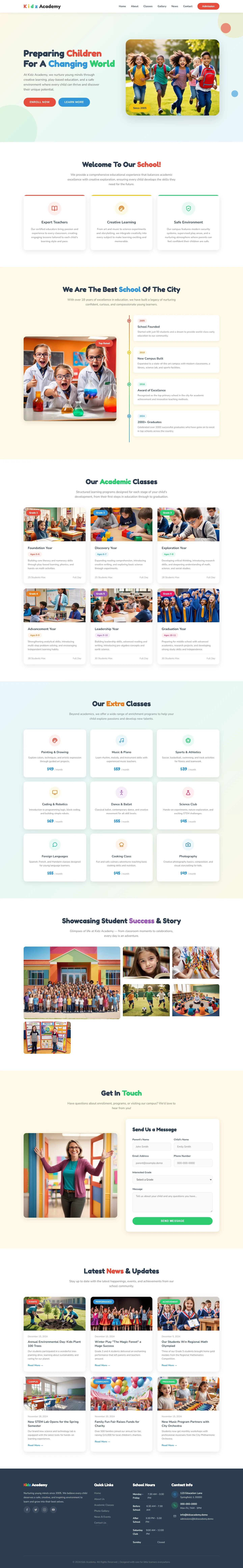 Kidz Academy - Preparing Young Minds for Tomorrow | एजुकेशन और किड्स — Free HTML5 Tailwind CSS Website Template Preview