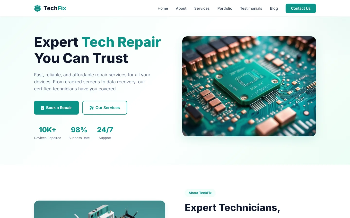 TechFix: Expert Device Repair Services | Mobile & Tech Repair — Free Mobile & Tech Repair Website Template | HTML5 Tailwind CSS