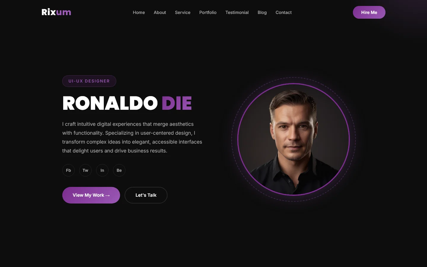 Rixum - Personal Portfolio | Creative & Media — Free Creative & Media Website Template | HTML5 Tailwind CSS