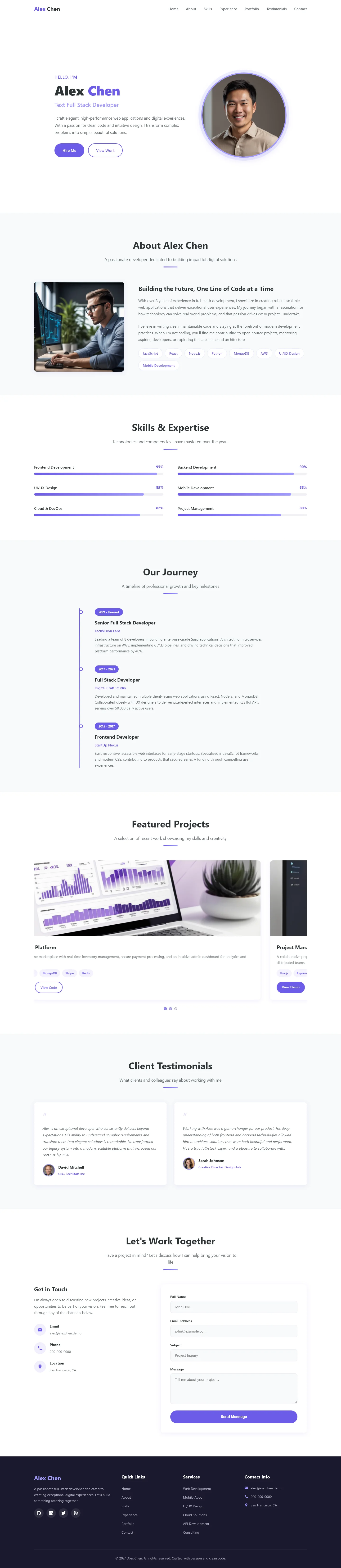 Alex Chen | Creative & Media — Free HTML5 Tailwind CSS Website Template Preview