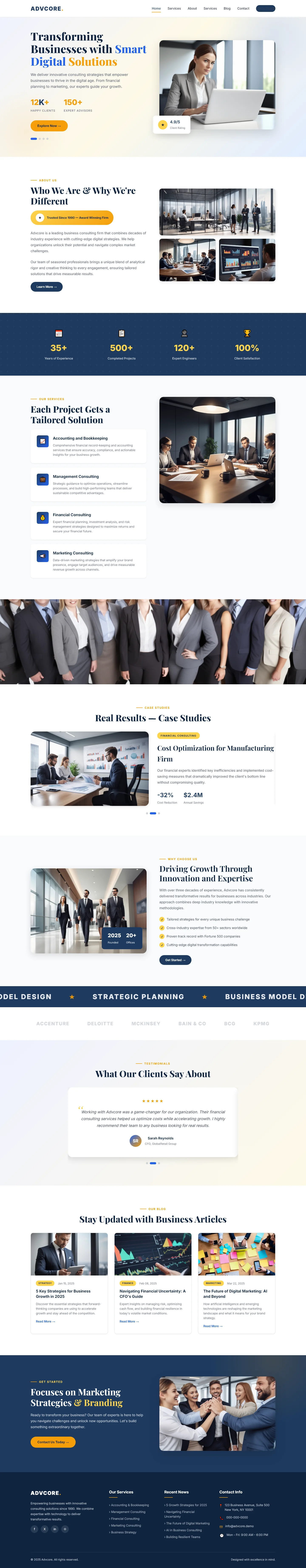 Advcore: Transforming Businesses with Strategy | बिज़नेस और कंसल्टिंग — Free HTML5 Tailwind CSS Website Template Preview