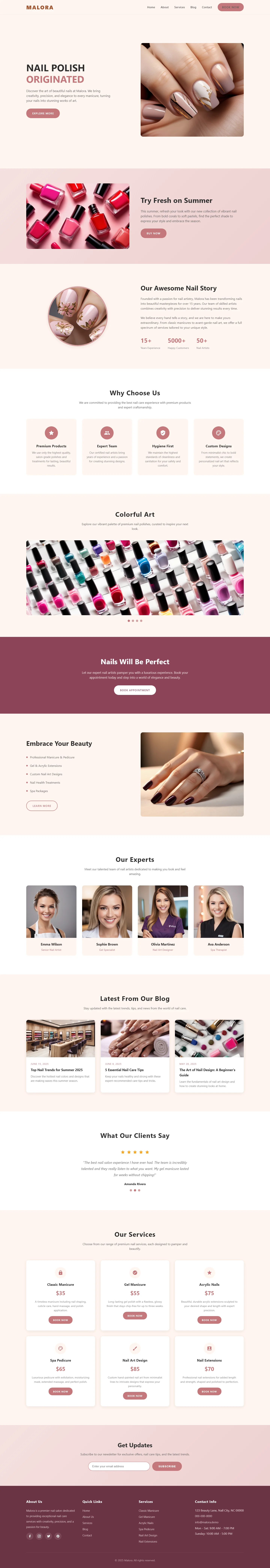 Malora | Beauty & Salon — Free HTML5 Tailwind CSS Website Template Preview