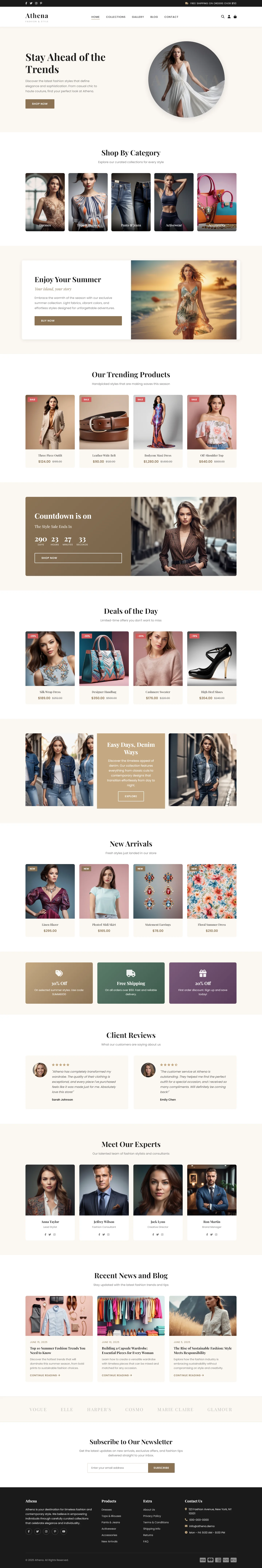 Athena: Stay Ahead of the Trends | Fashion & Store — Free HTML5 Tailwind CSS Website Template Preview