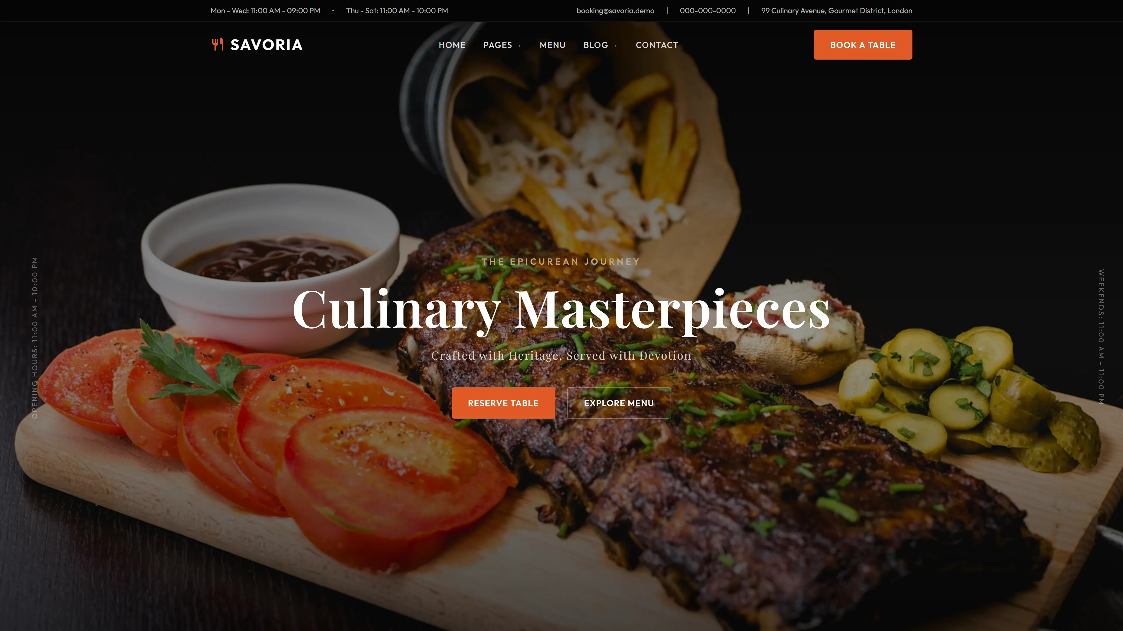 Savoria | Fine Dining Restaurant Template — Free Restaurant & Food Website Template | HTML5 Tailwind CSS