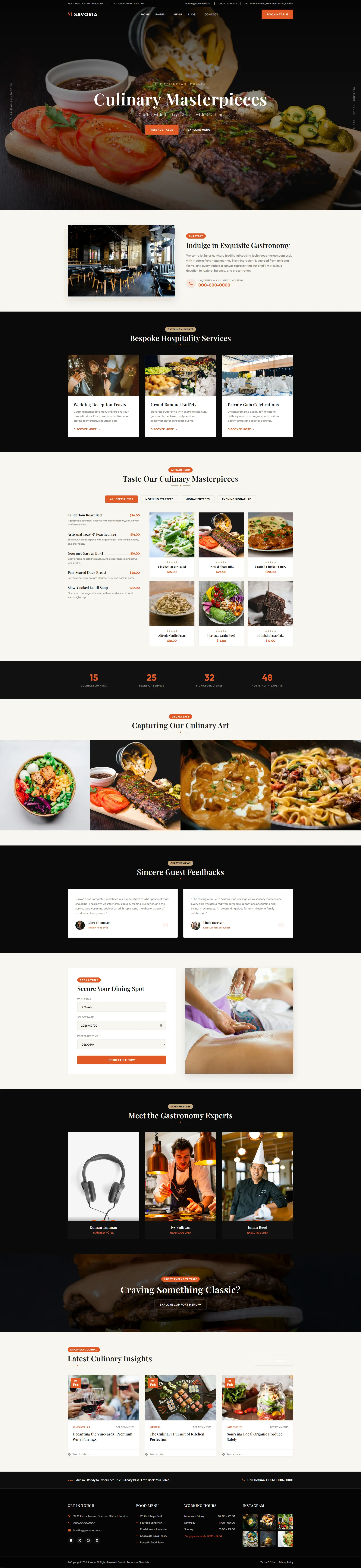 Savoria | Fine Dining Restaurant Template — Free HTML5 Tailwind CSS Website Template Preview