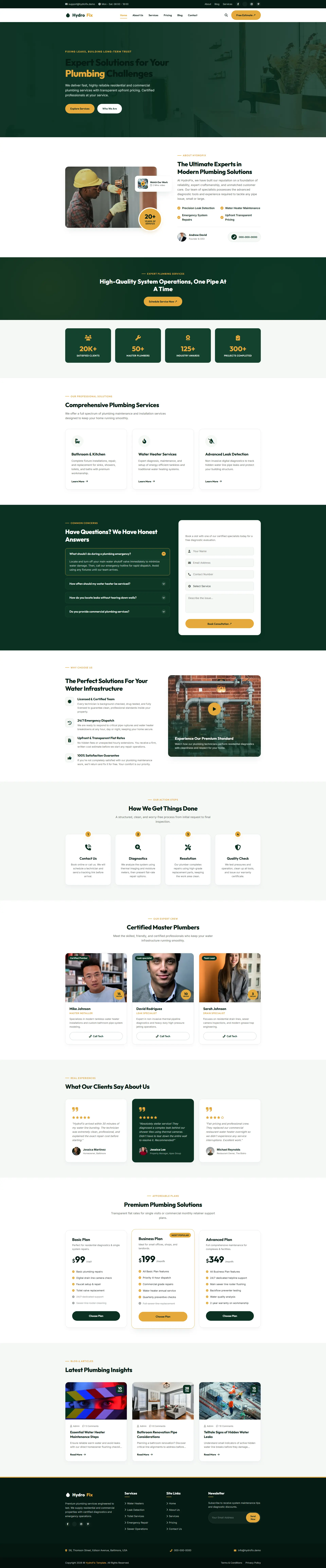 HydroFix | Plumbing Website Template — Free HTML5 Tailwind CSS Website Template Preview