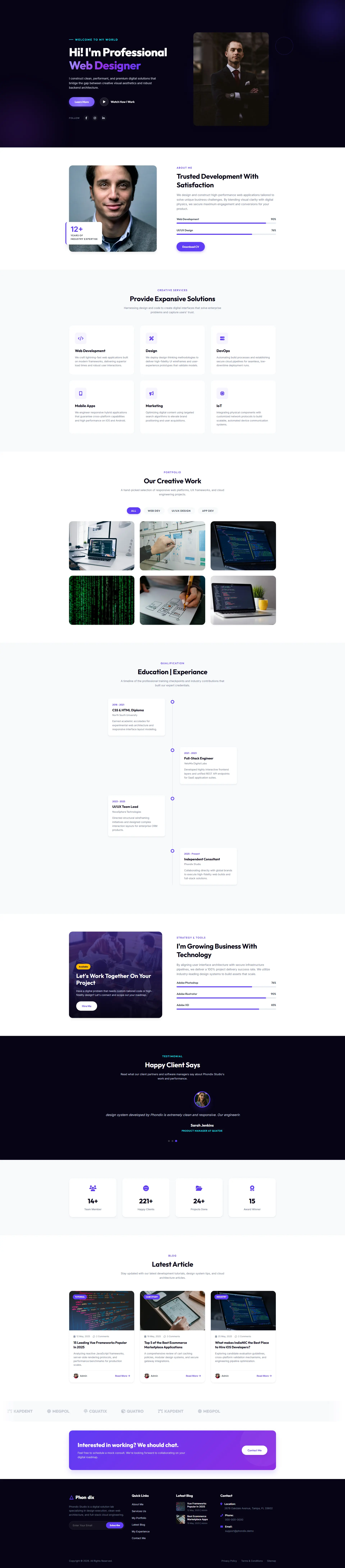 Phondix Studio | Digital Agency Website Template — Free HTML5 Tailwind CSS Website Template Preview