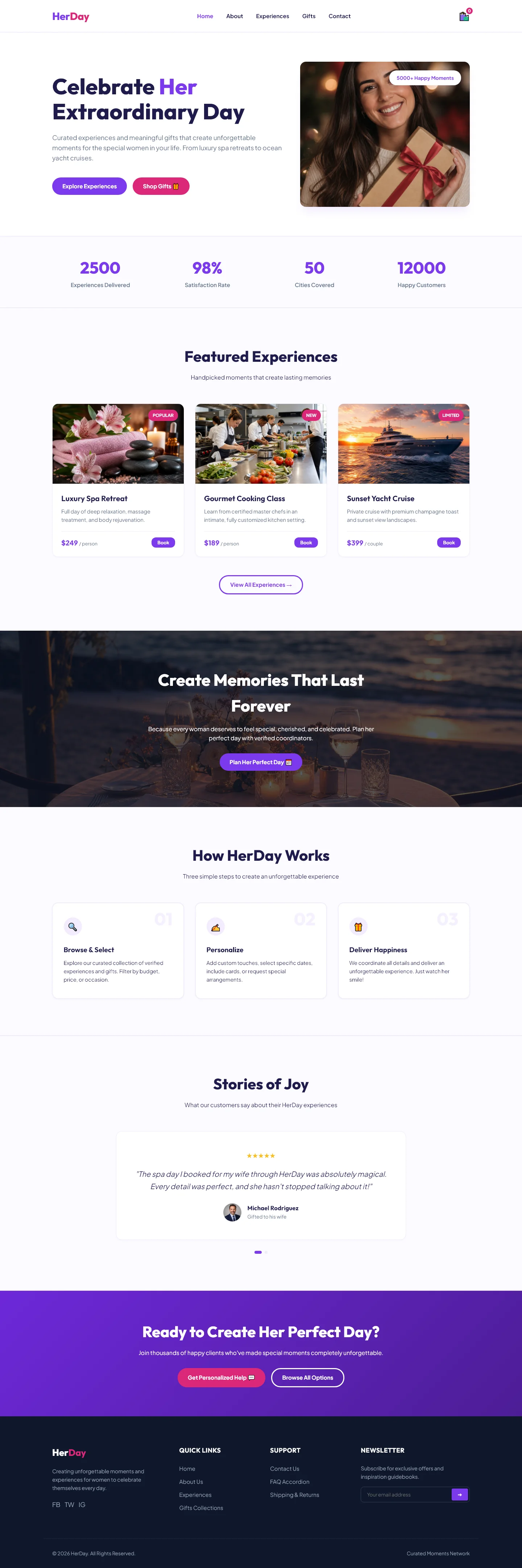 HerDay - Spa & Gifts | स्पा और वेलनेस — Free HTML5 Tailwind CSS Website Template Preview