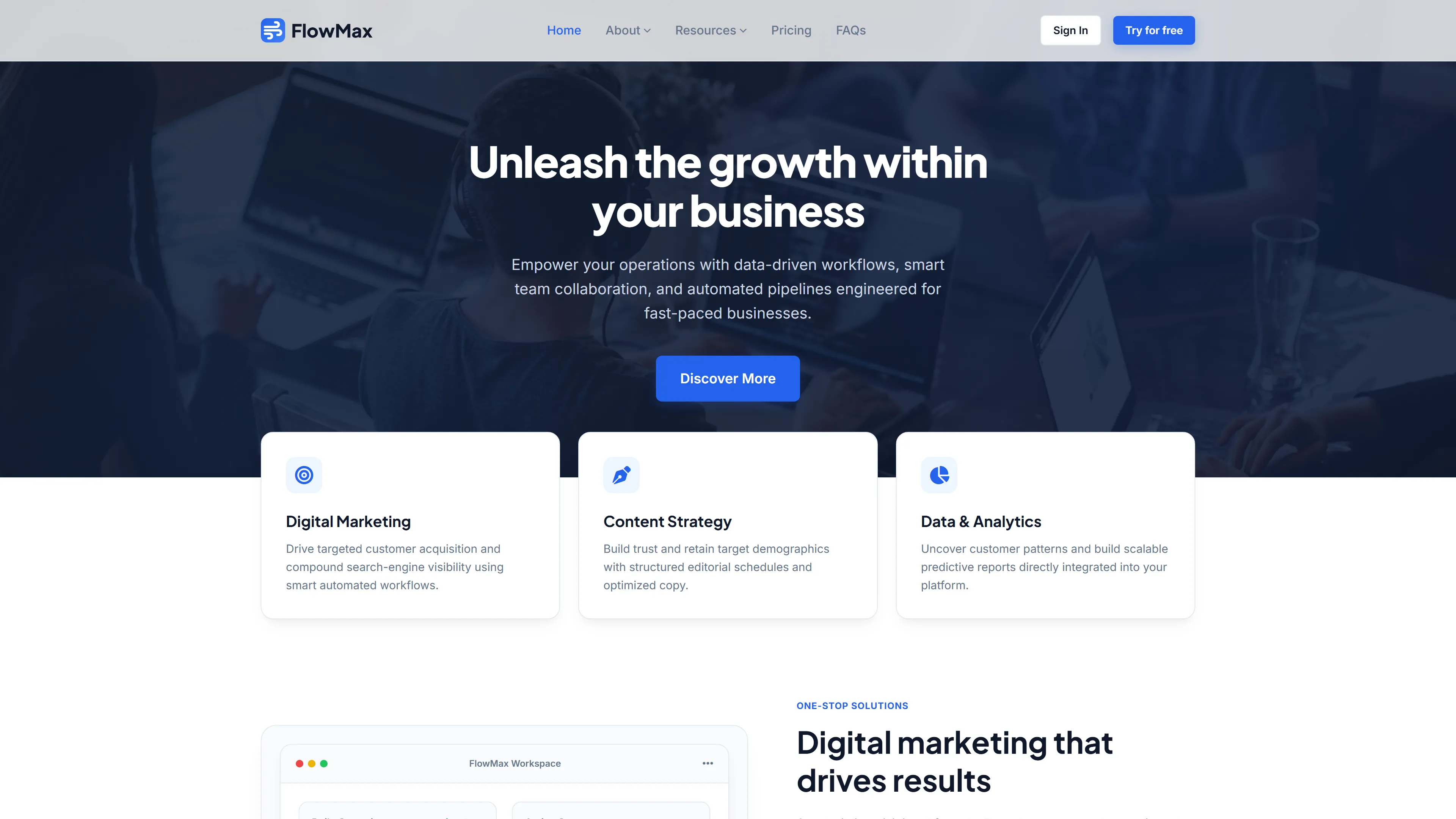 FlowMax | Business Website Template — Free Business & Consulting Website Template | HTML5 Tailwind CSS