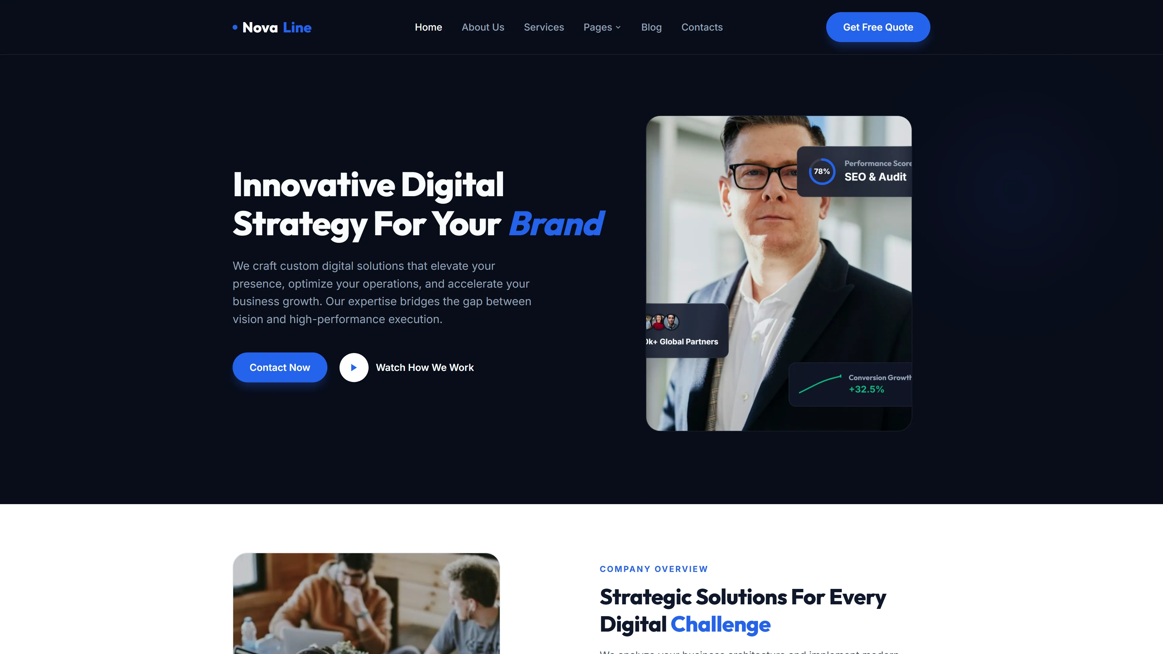 NovaLine | Creative Agency Template — Free Digital Agency Website Template | HTML5 Tailwind CSS