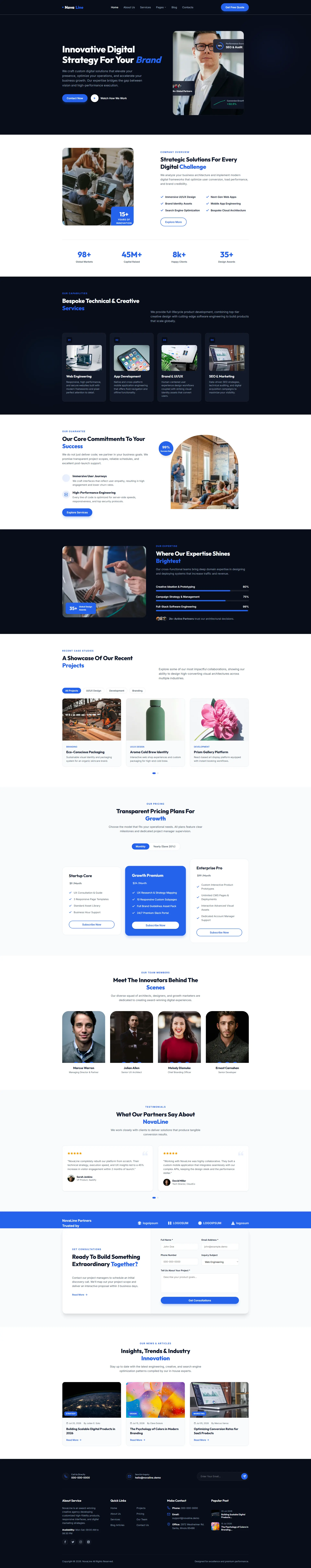 NovaLine | Creative Agency Template — Free HTML5 Tailwind CSS Website Template Preview