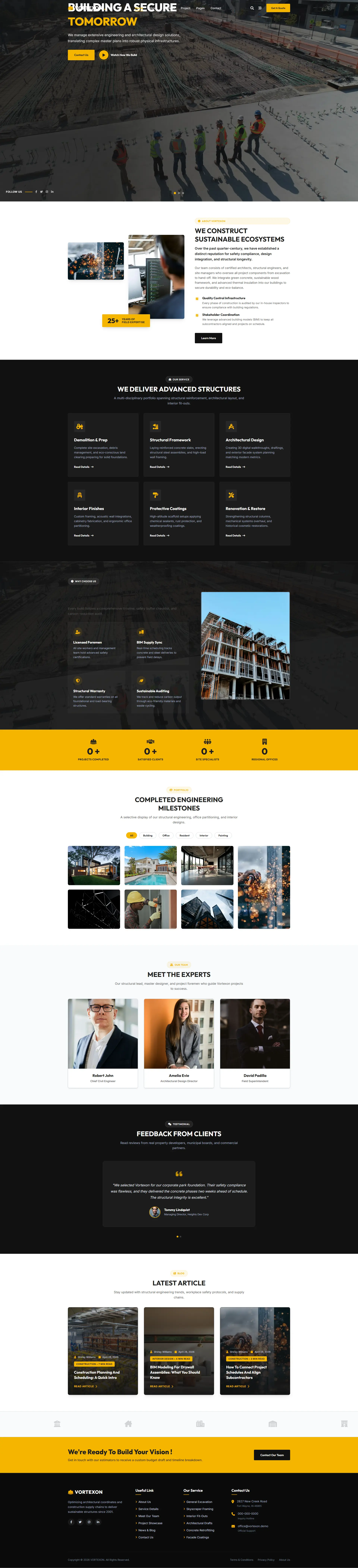 Vortexon | Industrial Construction Website Template — Free HTML5 Tailwind CSS Website Template Preview