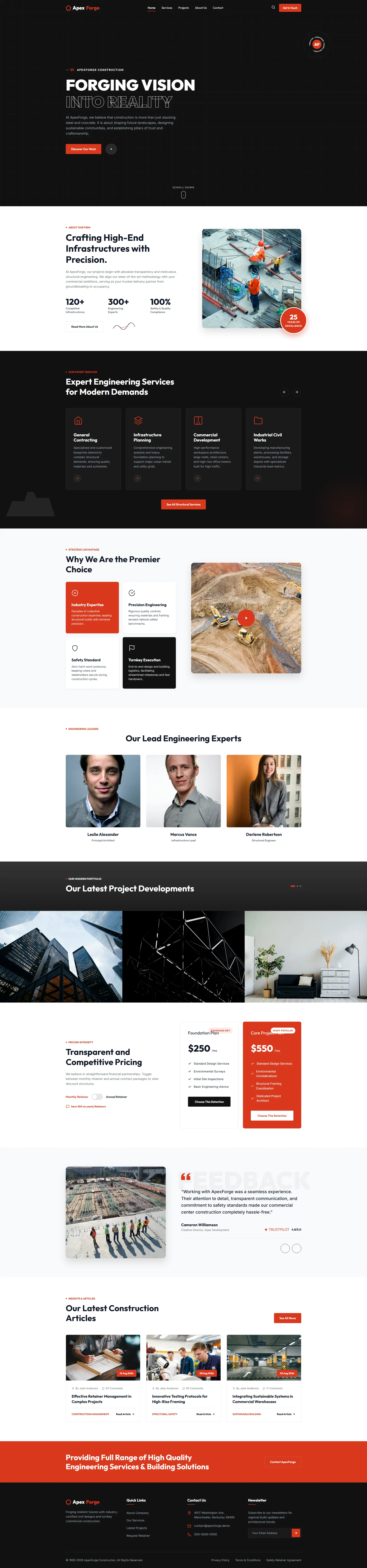 ApexForge | Construction Website Template — Free HTML5 Tailwind CSS Website Template Preview