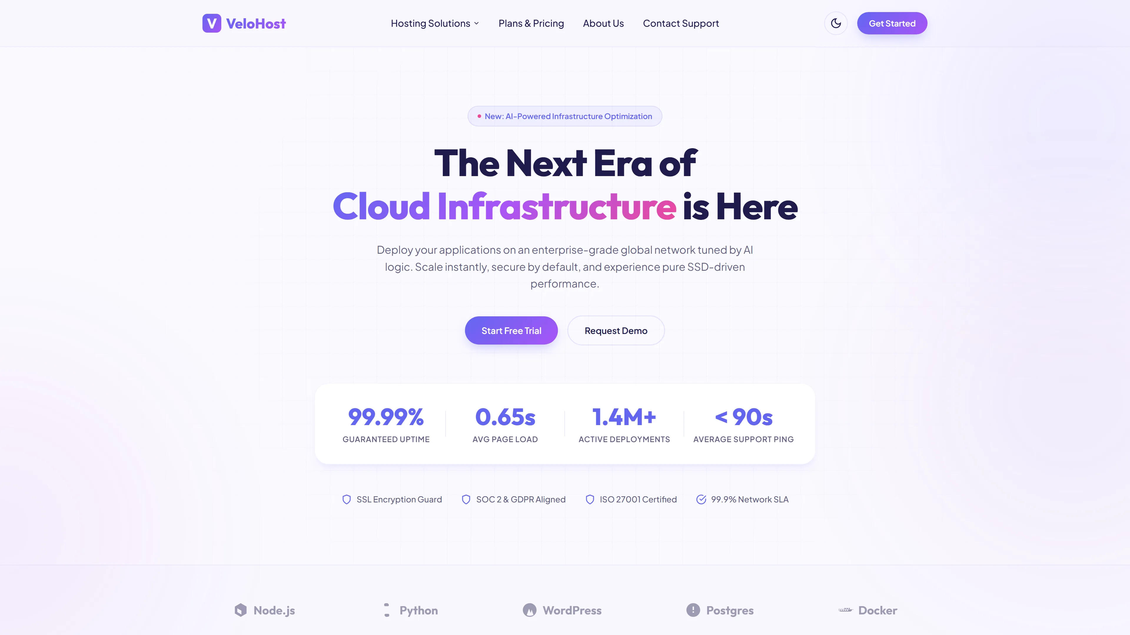 VeloHost | Hosting Website Template — Free Web Hosting Website Template | HTML5 Tailwind CSS