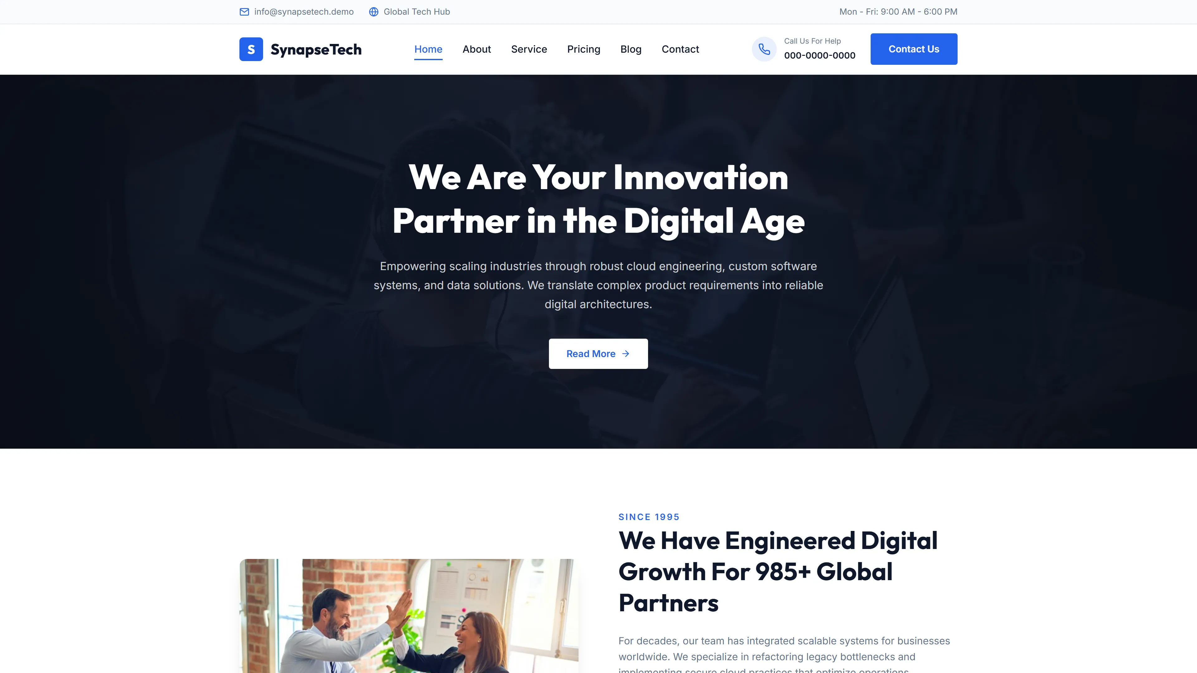 SynapseTech | IT Website Template — Free IT & Technology Website Template | HTML5 Tailwind CSS