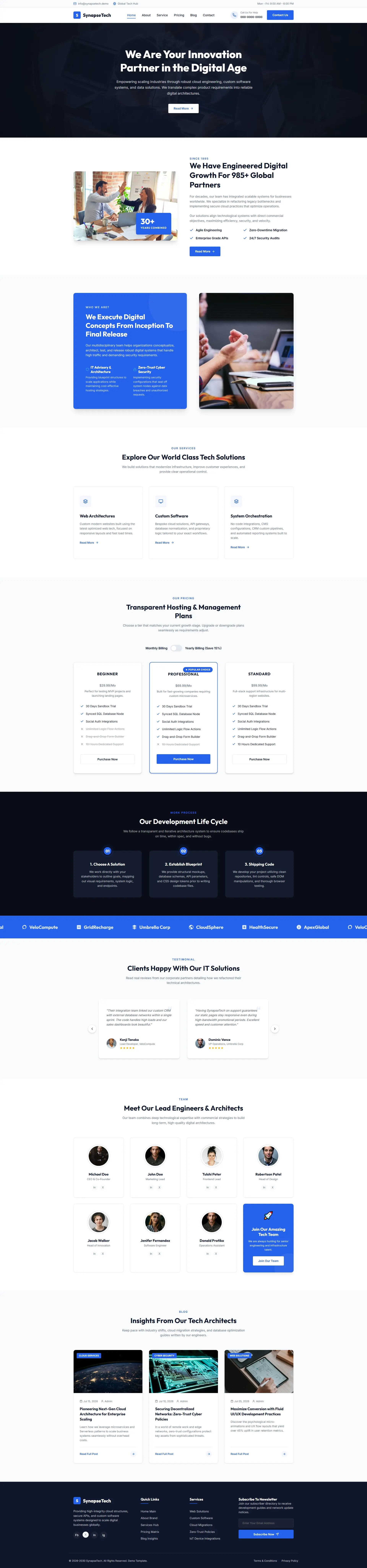 SynapseTech | IT Website Template — Free HTML5 Tailwind CSS Website Template Preview