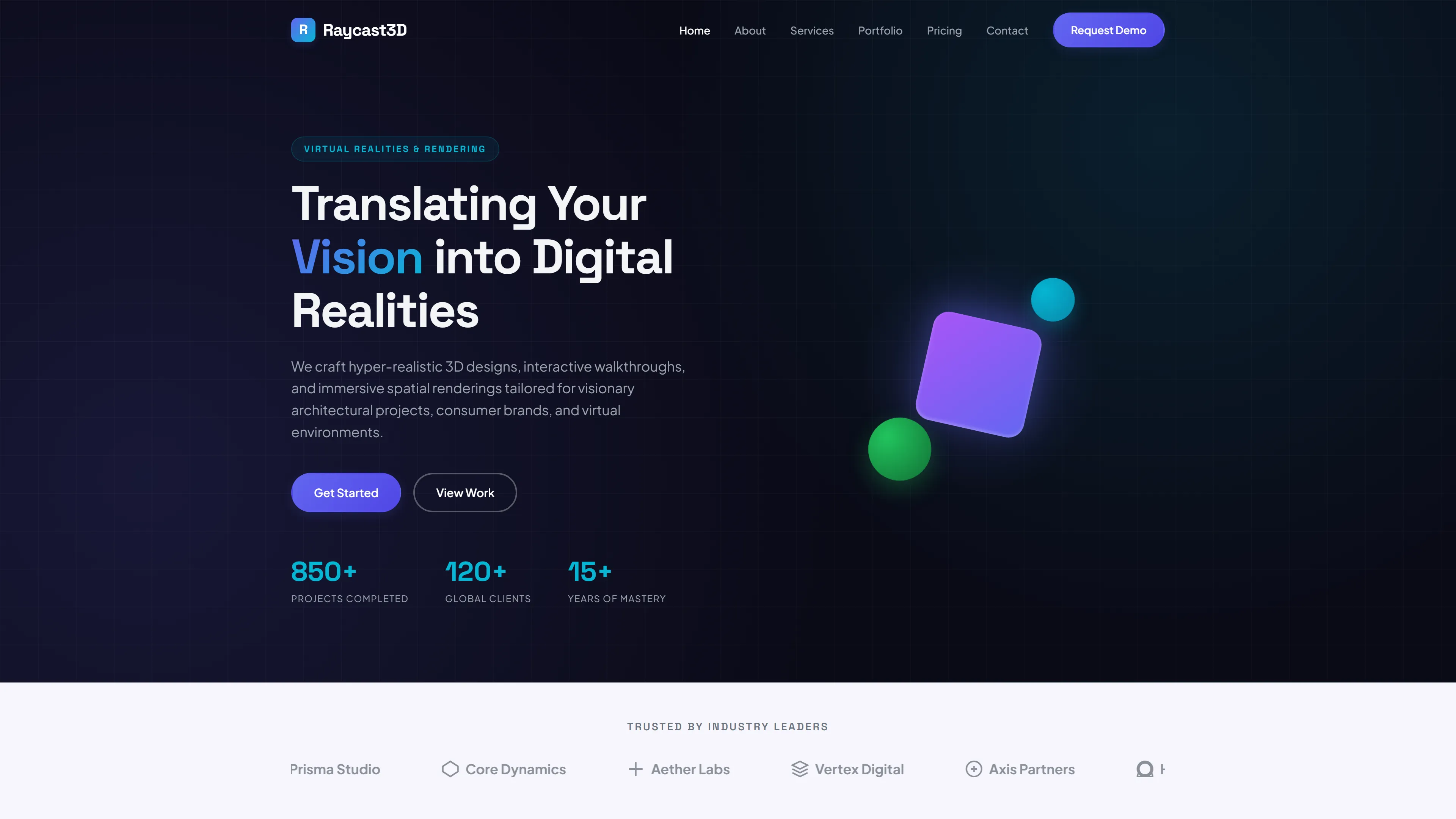 Raycast3D | Creative Website Template — Free Creative Design Website Template | HTML5 Tailwind CSS
