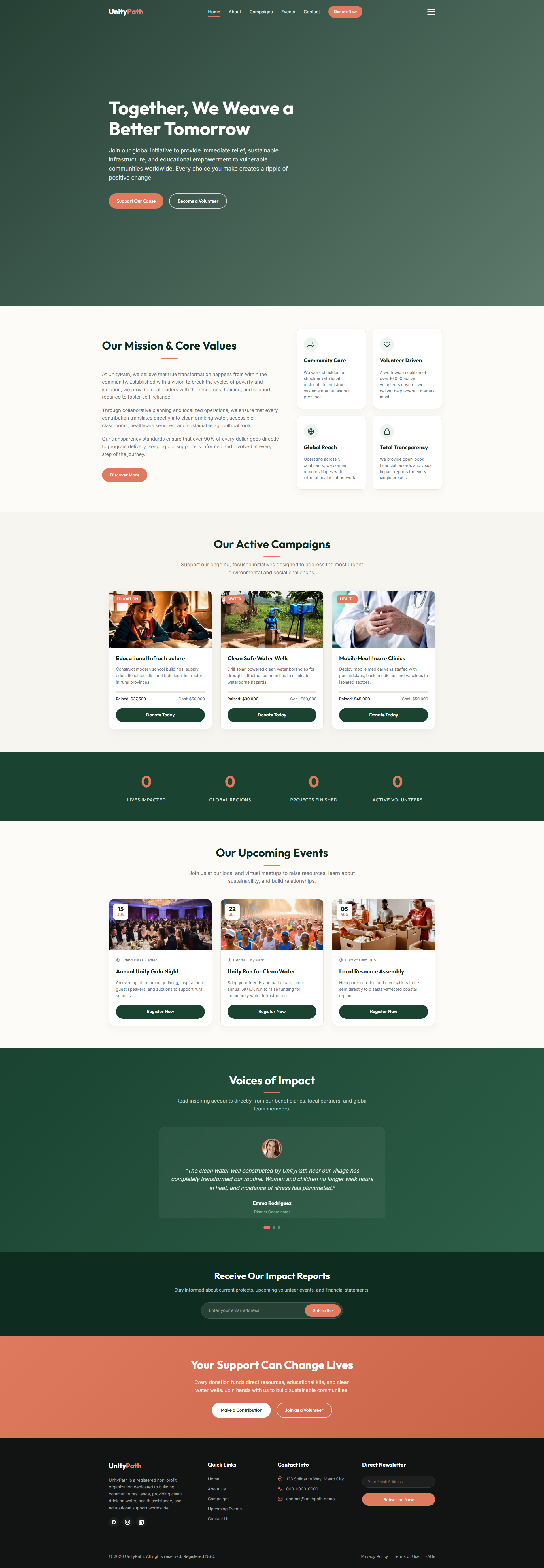 UnityPath: Together, We Weave a Better Tomorrow | नॉनप्रॉफ़िट और चैरिटी — Free HTML5 Tailwind CSS Website Template Preview