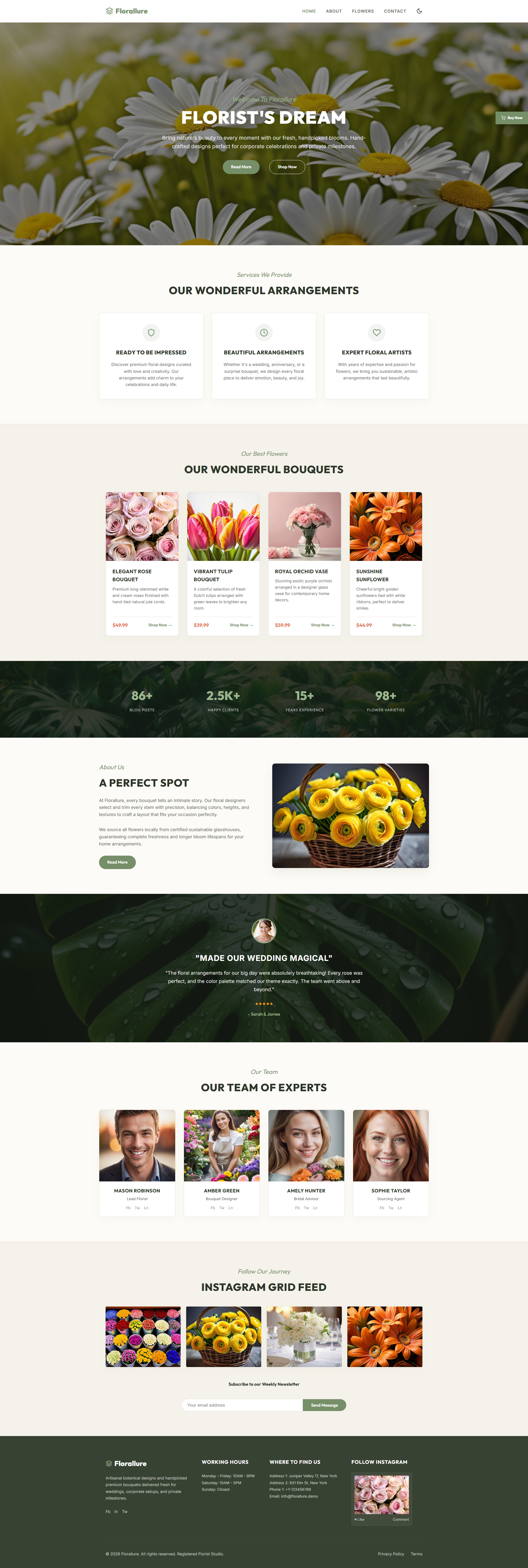 Florallure - Premium Florist & Botanical Styling | Home Services — Free HTML5 Tailwind CSS Website Template Preview