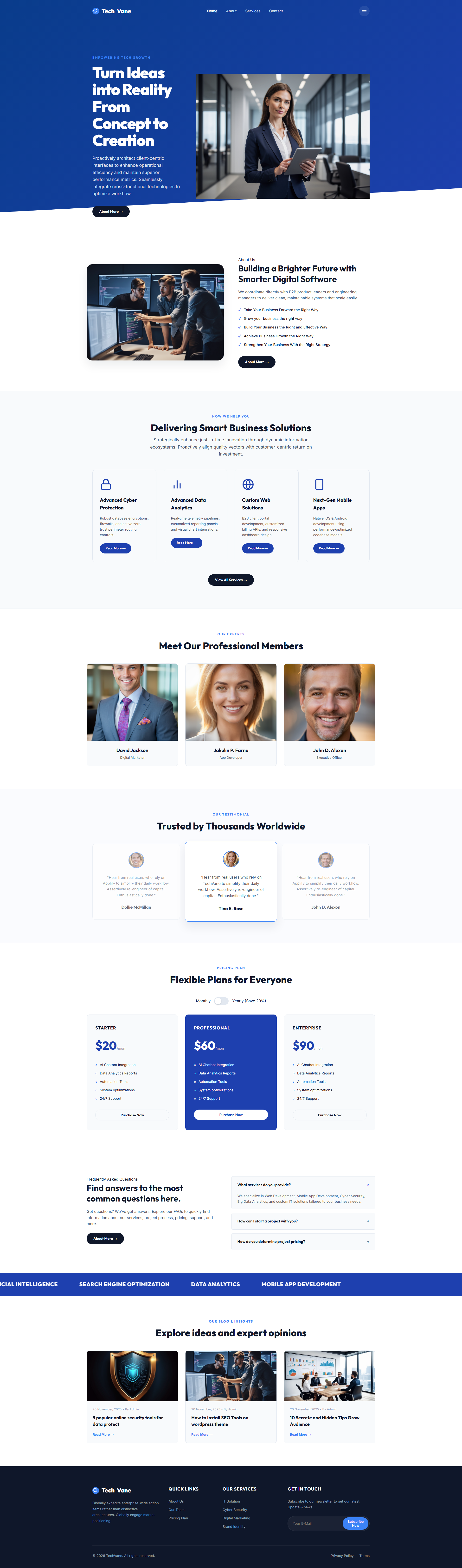 TechVane: Turn Ideas into Reality | IT और सॉफ़्टवेयर — Free HTML5 Tailwind CSS Website Template Preview