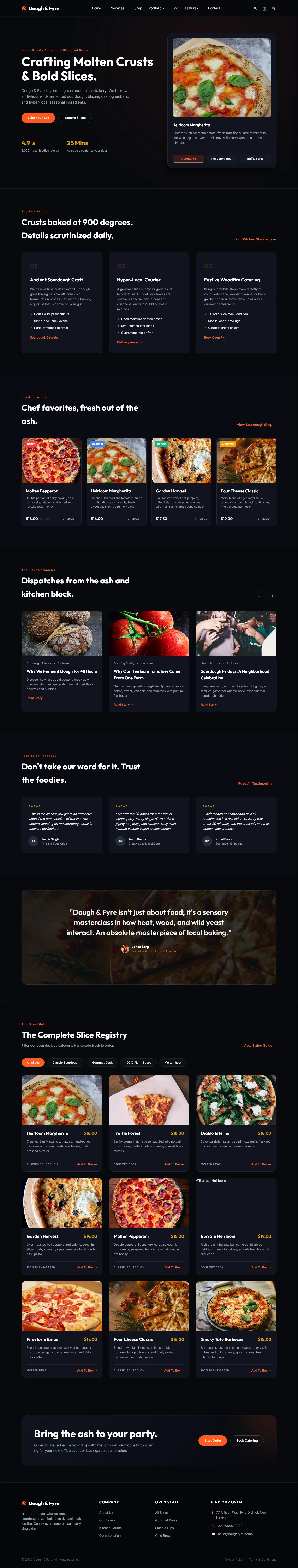 Dough & Fyre - Crafting Molten Crusts & Bold Slices | रेस्तरां और फ़ूड — Free HTML5 Tailwind CSS Website Template Preview