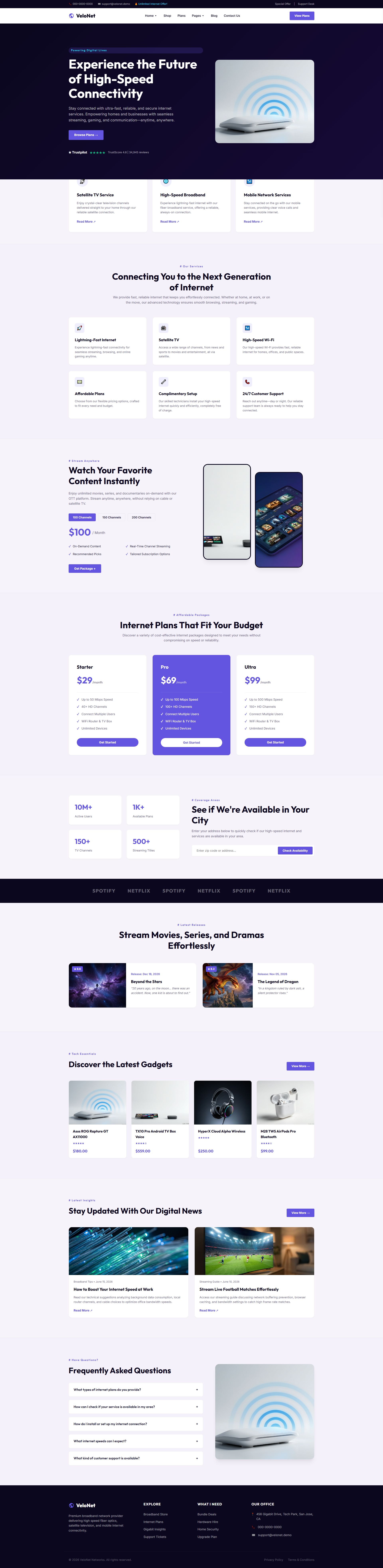 Welcome to VeloNet | IT और सॉफ़्टवेयर — Free HTML5 Tailwind CSS Website Template Preview