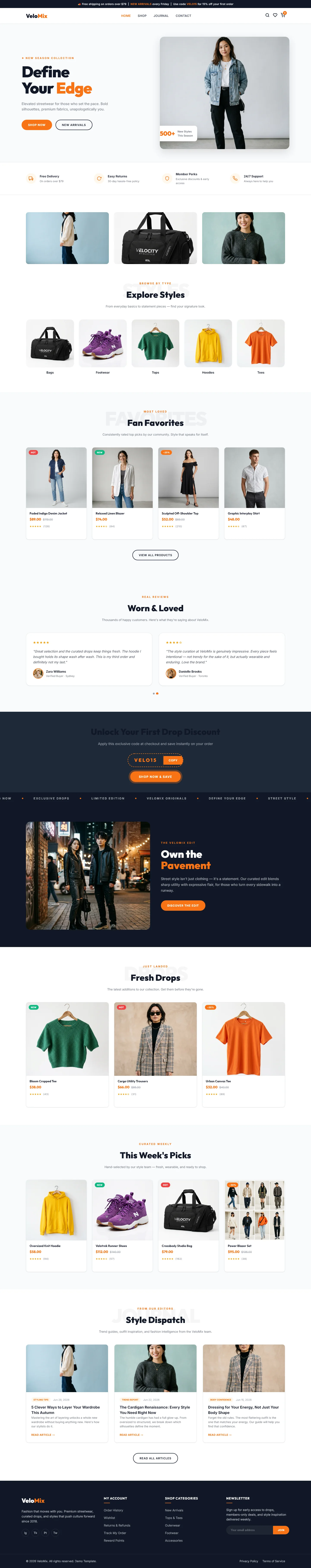 VeloMix: Define Your Style | Fashion & Store — Free HTML5 Tailwind CSS Website Template Preview