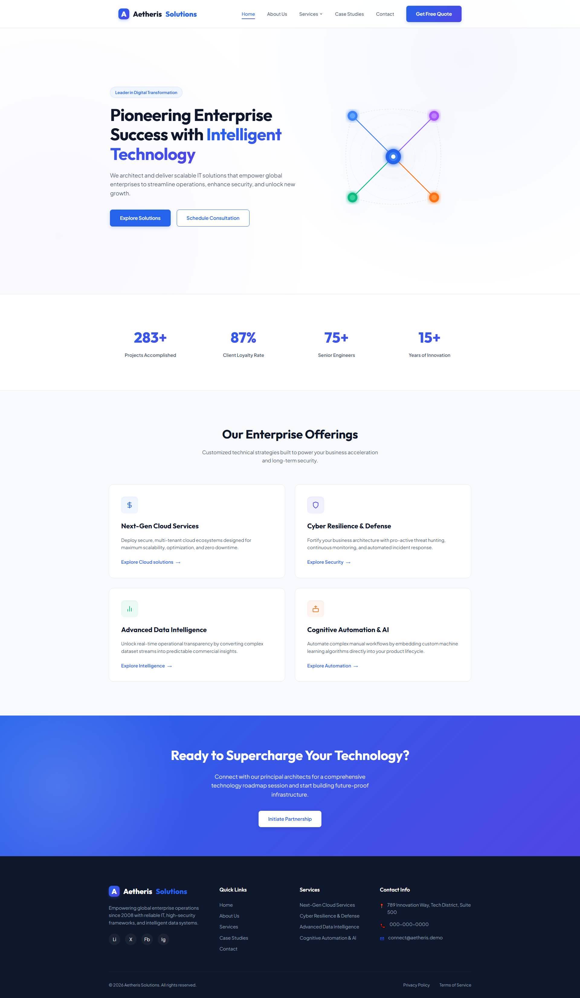Aetheris Solutions | IT और सॉफ़्टवेयर — Free HTML5 Tailwind CSS Website Template Preview