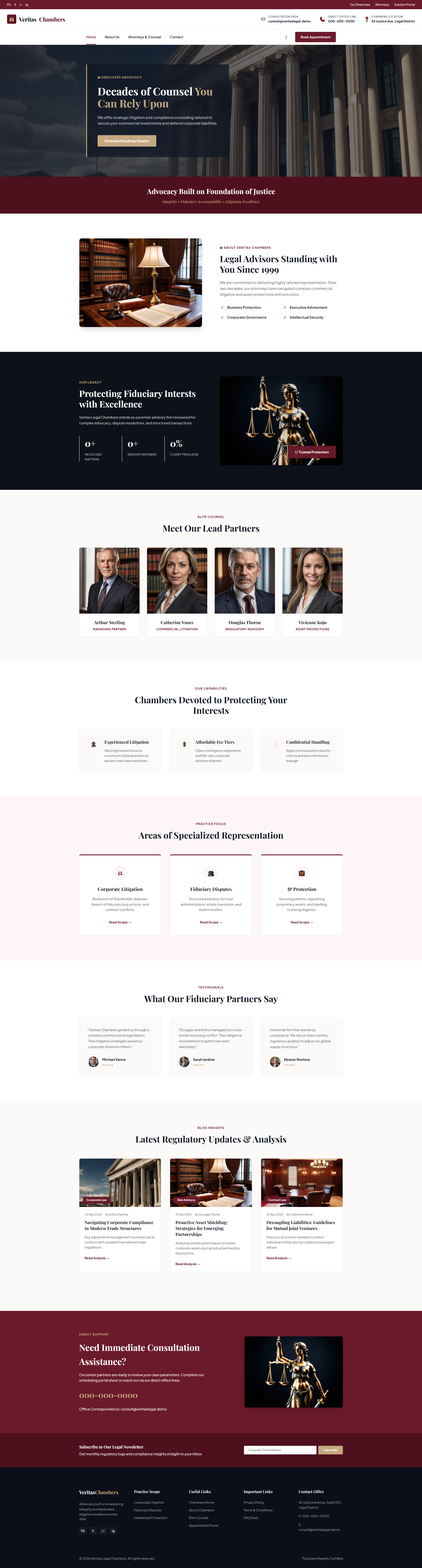 Veritas Legal Chambers: Decades of Counsel, Trusted Results | Legal Services — Free HTML5 Tailwind CSS Website Template Preview