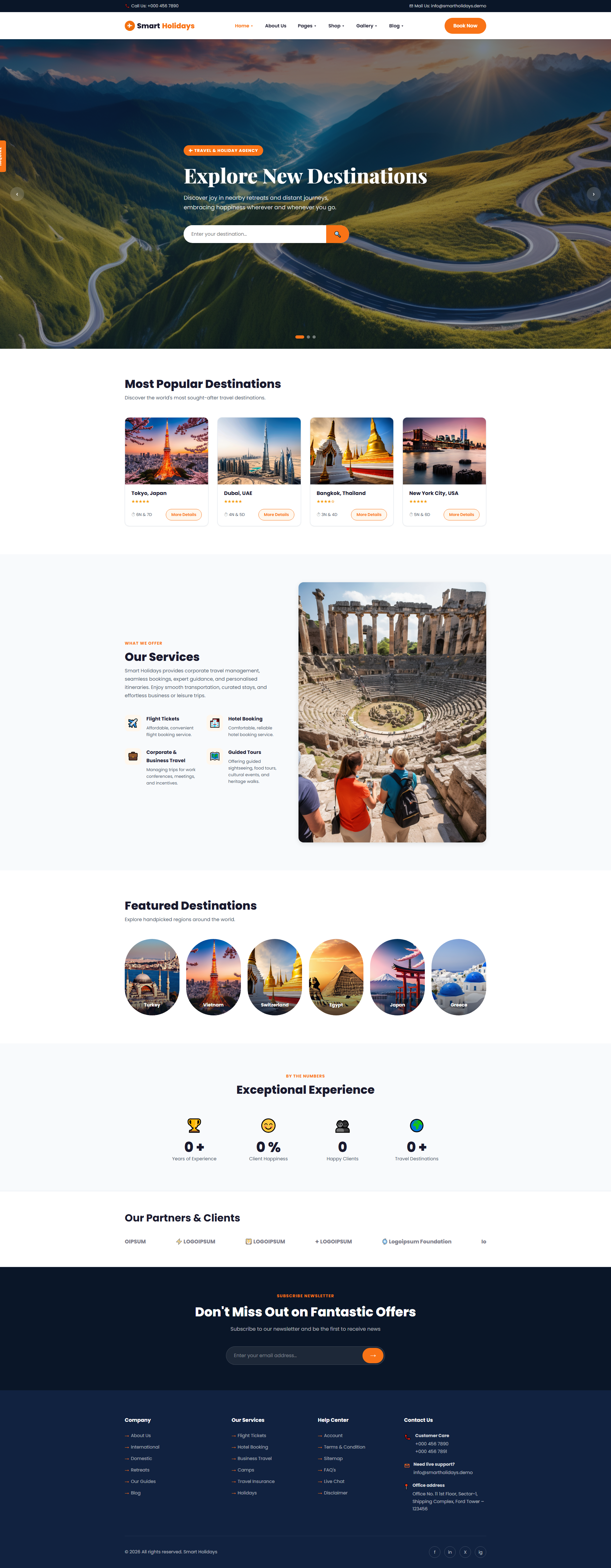 Smart Holidays - Explore New Destinations Worldwide | Travel & Tourism — Free HTML5 Tailwind CSS Website Template Preview