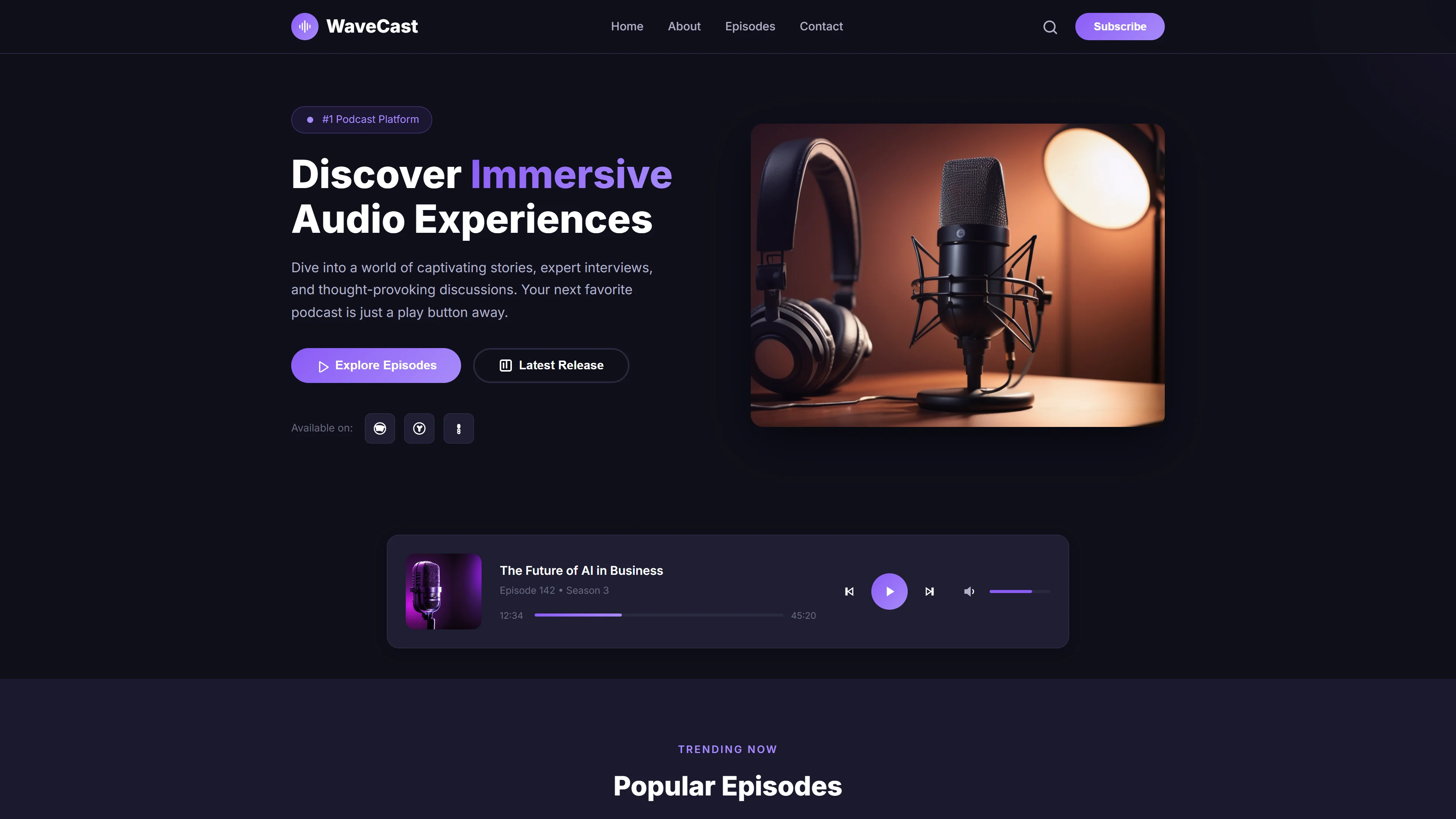 Welcome to WaveCast | Creative & Media — Free Creative & Media Website Template | HTML5 Tailwind CSS