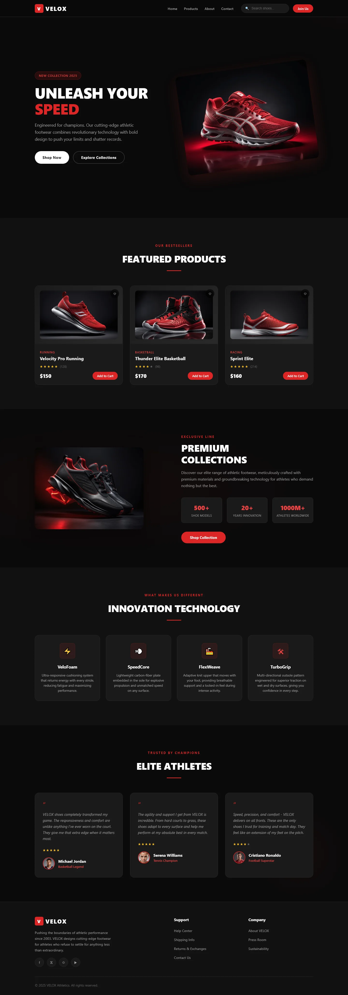 VELOX - Ultra-Responsive Performance Gear | Fitness & Sports — Free HTML5 Tailwind CSS Website Template Preview