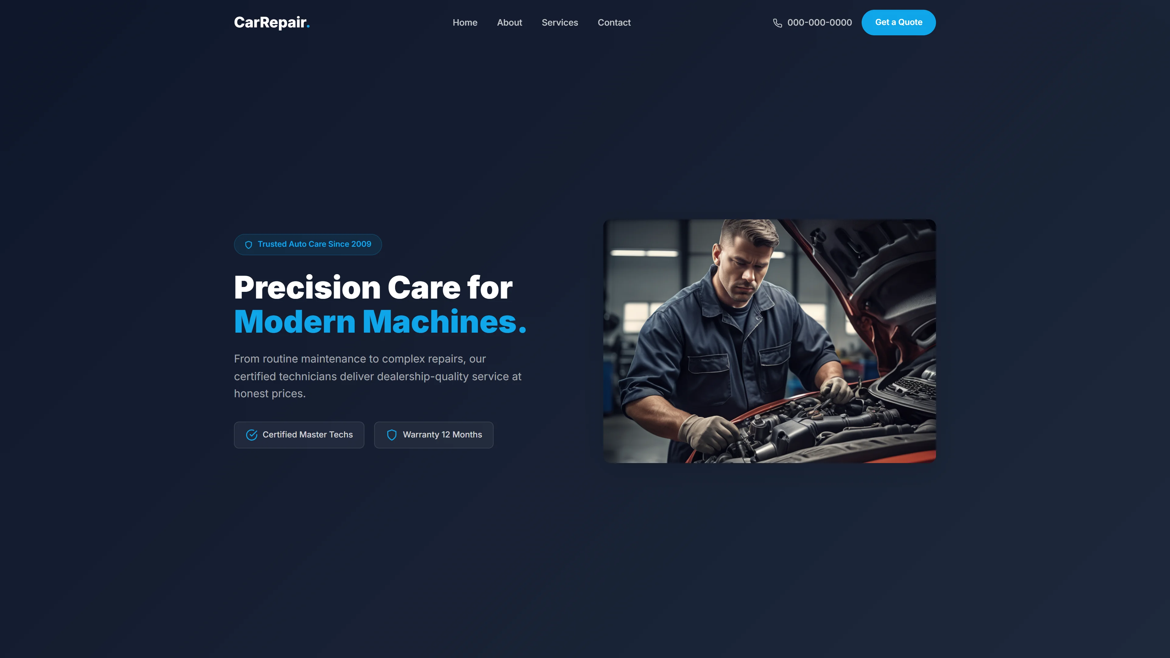 CarRepair: Precision Care for Your Vehicle | Automotive — Free Automotive Website Template | HTML5 Tailwind CSS