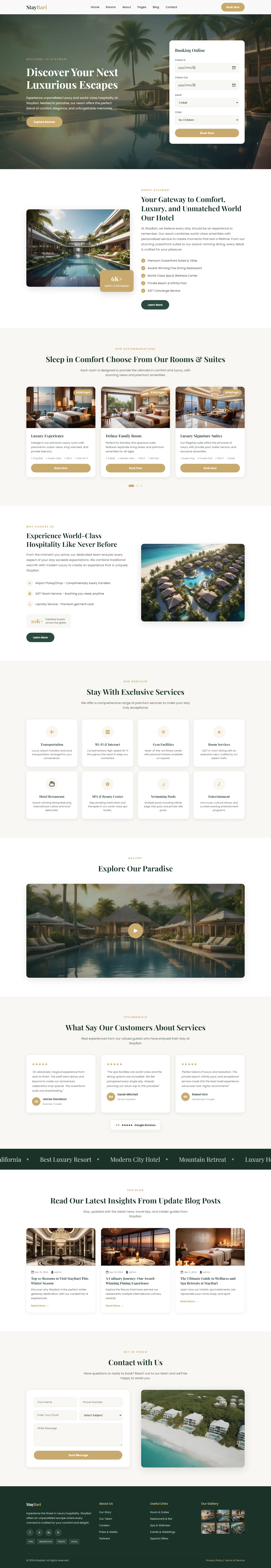 StayBari: Discover Your Next Luxurious Escape | Hotel & Hospitality — Free HTML5 Tailwind CSS Website Template Preview