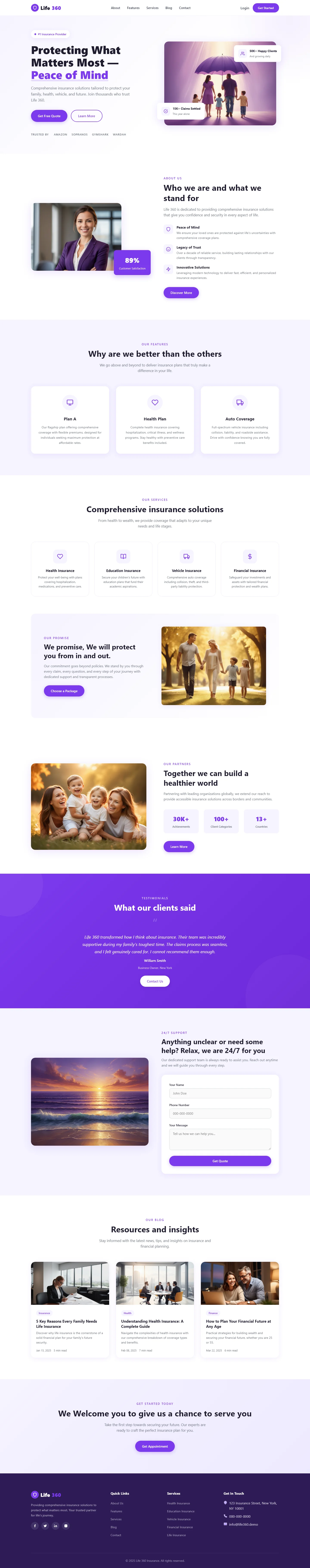 Life 360 - Protecting What Matters Most | Finance & Insurance — Free HTML5 Tailwind CSS Website Template Preview