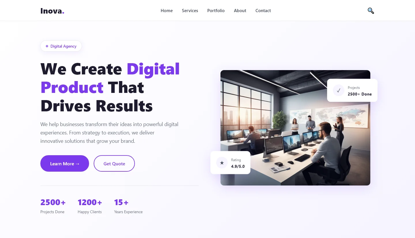 Inova: We Create Powerful Digital Experiences | बिज़नेस और कंसल्टिंग — Free Business & Consulting Website Template | HTML5 Tailwind CSS